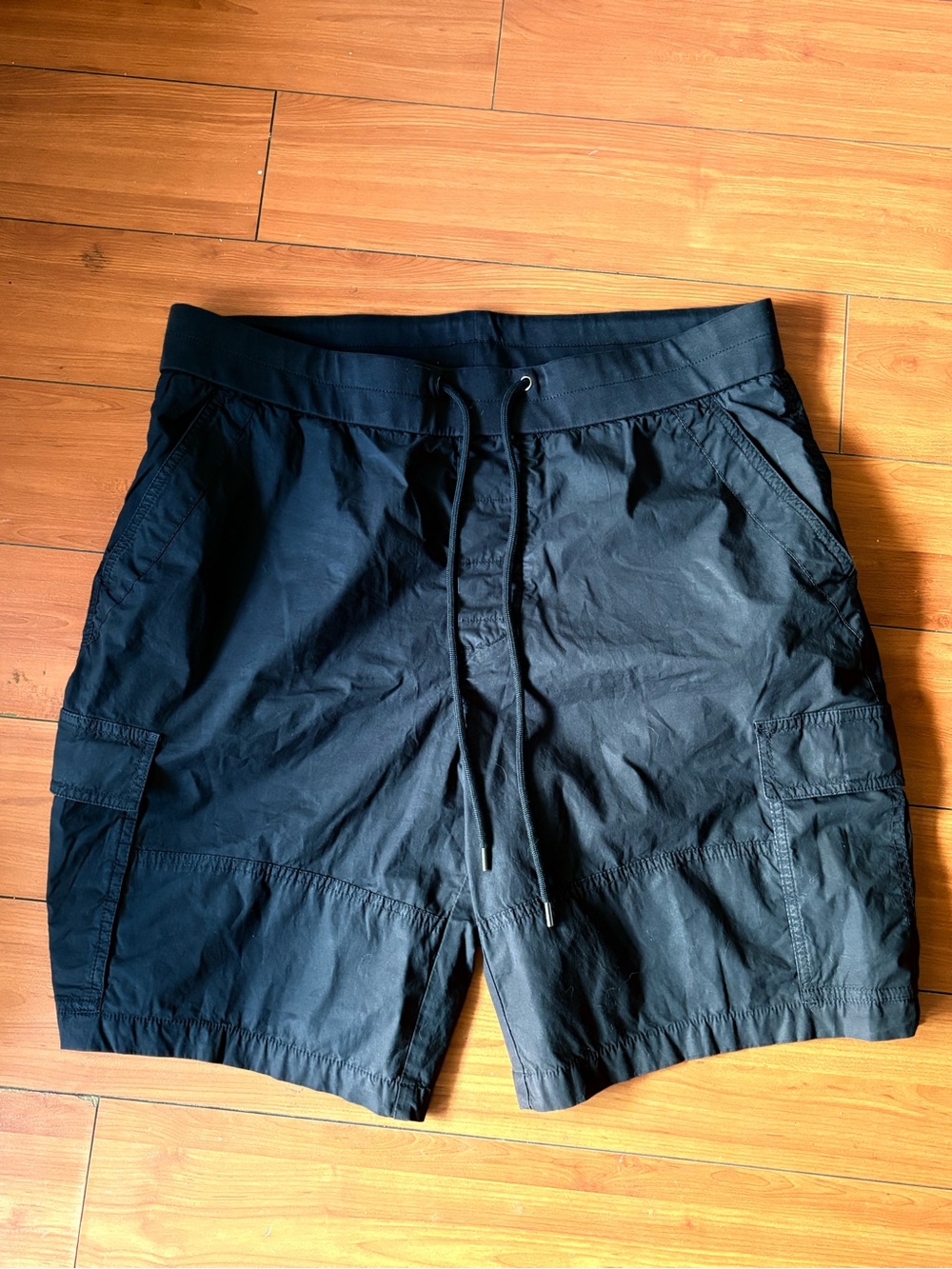 James Perse Black Cargo Drawstring Shorts